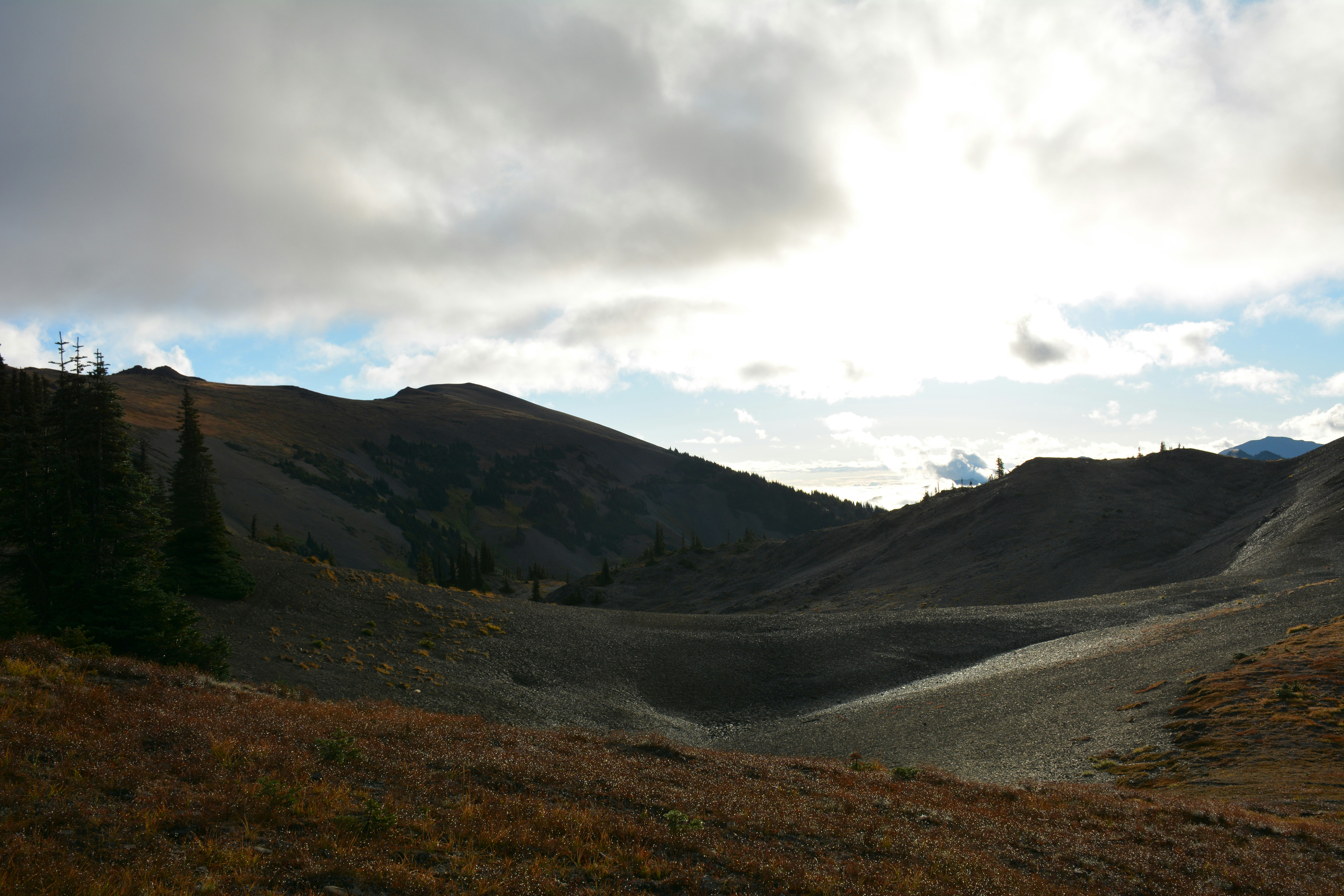 Rocky desert mountain landscape with gravel terrain